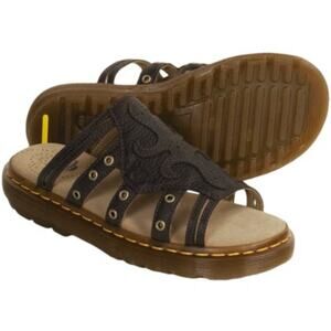 Dr. Martens Rina Sandals Leather Chunky Flat Slip On Cushioned Brown 6 NWOT